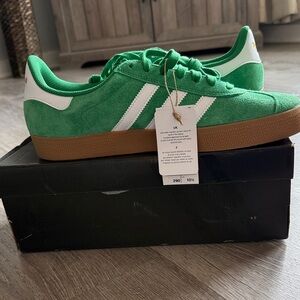 Adidas Green Suede Sneakers with White Accents